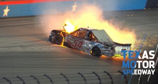 Alfredo slams into wall as truck bursts into flames