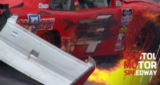 Chastain hits the wall after Green slides into him at Bristol