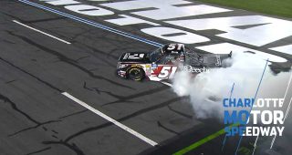 Kyle Busch burns up the tires after Charlotte win