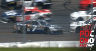 Late-race restart sends Allgaier spinning