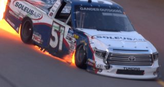 Enfinger, Jones tangle in fiery wreck battling for lead