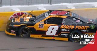 Daniel Hemric hits the wall early in the Boyd Gaming 300