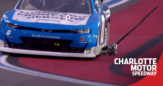 Jeffrey Earnhardt drags a jack around the race track