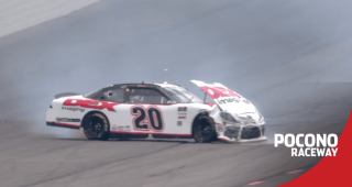 Burton makes big contact with the wall at Pocono