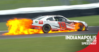 Brandon Jones’ car goes up in flames at Indianapolis