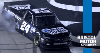 Watch Sam Mayer win his first-ever Gander Trucks race at Bristol