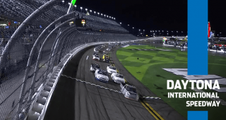 Camping World Trucks racing in wet conditions on Daytona Road Course
