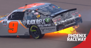 Noah Gragson’s car catches fire on track at Phoenix