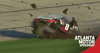 Josh Berry blasts through infield grass at Atlanta