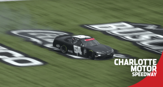 Gibbs’ No. 54 Toyota goes for an infield ride at Charlotte