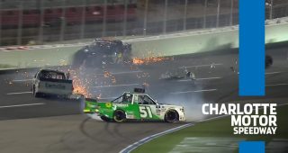 Johnny Sauter, Trey Hutchens III, Drew Dollar involved in accident on frontstretch