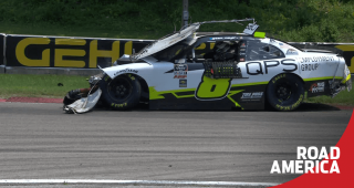 Heavy damage after a spin for Sam Mayer