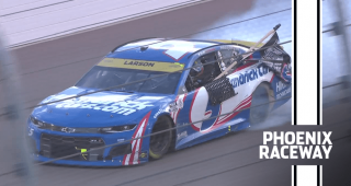 Kyle Larson in tears during victory burnout
