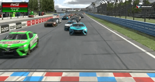 Clampitt, Alfalla spin in Lap 1 of eNASCAR race at Watkins Glen