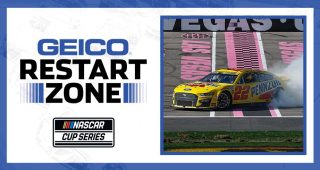 Logano powers past field on late restart at Vegas