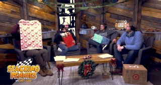 The ‘Stacking Pennies’ crew exchanges holiday gifts