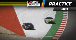 Tyler Reddick and Denny Hamlin run wide during COTA practice