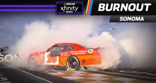 Aric Almirola celebrates Xfinity win in style