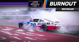 Nemechek displays ‘200’ flag during burnout at Michigan