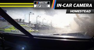 In-car: Kyle Larson clips barrels entering pit road