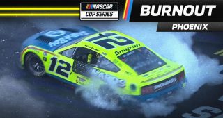 Blaney celebrates with a burnout fit for a champion