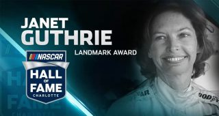 Janet Guthrie accepts Landmark Award at the NASCAR Hall of Fame