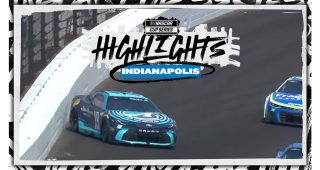 Martin Truex Jr. hits the wall after contact with Kyle Larson