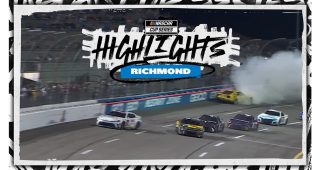 Austin Dillon takes the checkered flag after bumps for the lead