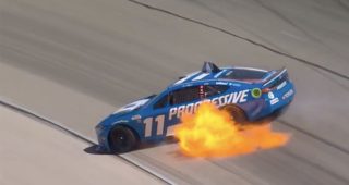 Denny Hamlin’s car goes up in flames leading to early exit at Texas