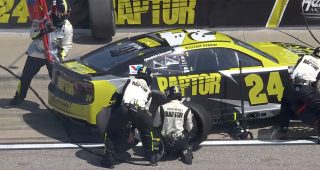 Byron’s tire carrier uses no gloves to handle hot tires during quick stop