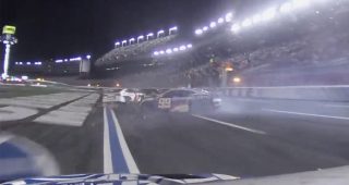 In-car cameras: View of big wreck at Charlotte