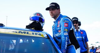 Denny Hamlin reacts to third Cup Series pole of 2025 at Gateway
