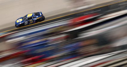 Chase Elliott drives the No. 9 NAPA Auto Parts Chevrolet during practice on April 12, 2025 at Bristol Motor Speedway.