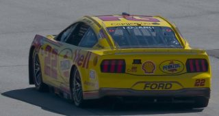 Penske practice problems continue as Logano has flat tire