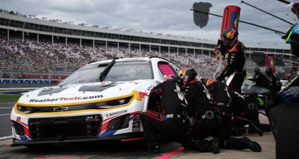 Shane van Gisbergen makes a pit stop at the Charlotte Roval.