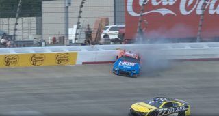 Stenhouse Jr. spins after Hocevar contact, tags outside wall