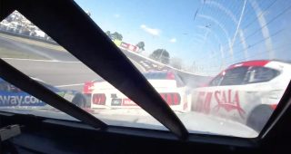 In-car camera: Hamlin nearly escapes Gibbs, Berry wreck