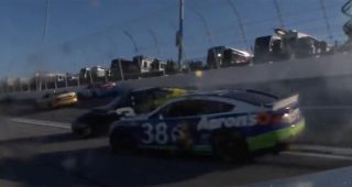 In-car cameras: Views of multicar wreck at EchoPark Speedway