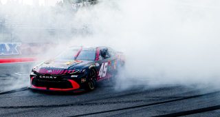 Red hot! Reddick celebrates three-peat with epic burnout