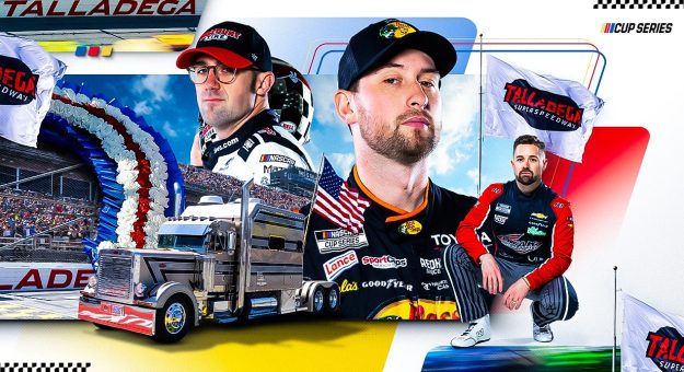 cup cars racing at talladega