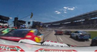 In-car camera: Logano runs into Custer on pit road
