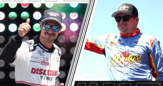 Dual in-car: Logano, Custer collide on pit road
