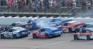 Larson, Bowman crash hard on Iowa restart