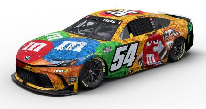 The Kyle Busch Mars/M&Ms tribute scheme that Ty Gibbs will run on the No. 54 Joe Gibbs Racing Toyota at Bristol Motor Speedway.