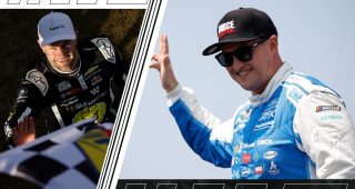 Split graphic of Shane van Gisbergen and Ryan Preece