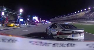 Suárez bumps Nemechek while leaving pit road