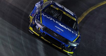 Ryan Blaney drives at Bristol.