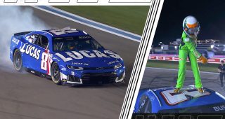 Brexton Busch honors dad Kyle with burnout, signature bow