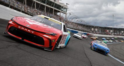 Chase Briscoe and Kyle Larson at Charlotte Motor Speedway.