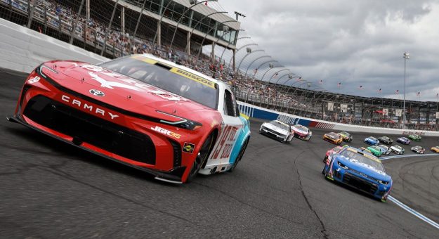 Chase Briscoe and Kyle Larson at Charlotte Motor Speedway.